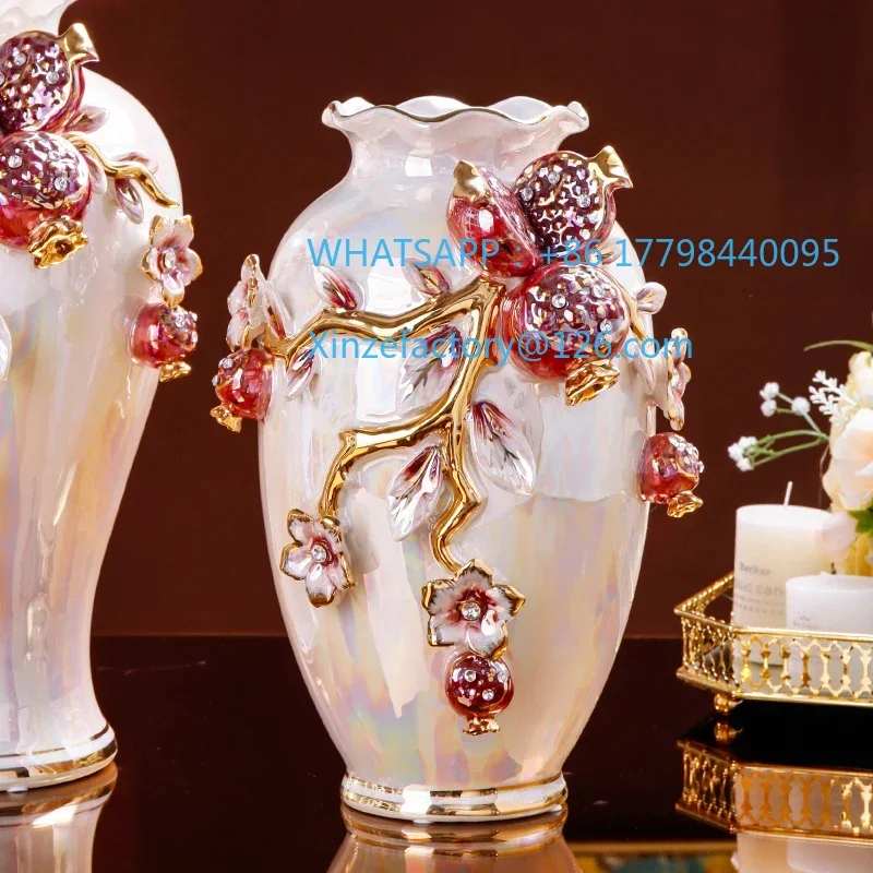 Customizable European ceramic vase ornament luxury high-end living room flower arrangement home dining table entrance TV cabinet