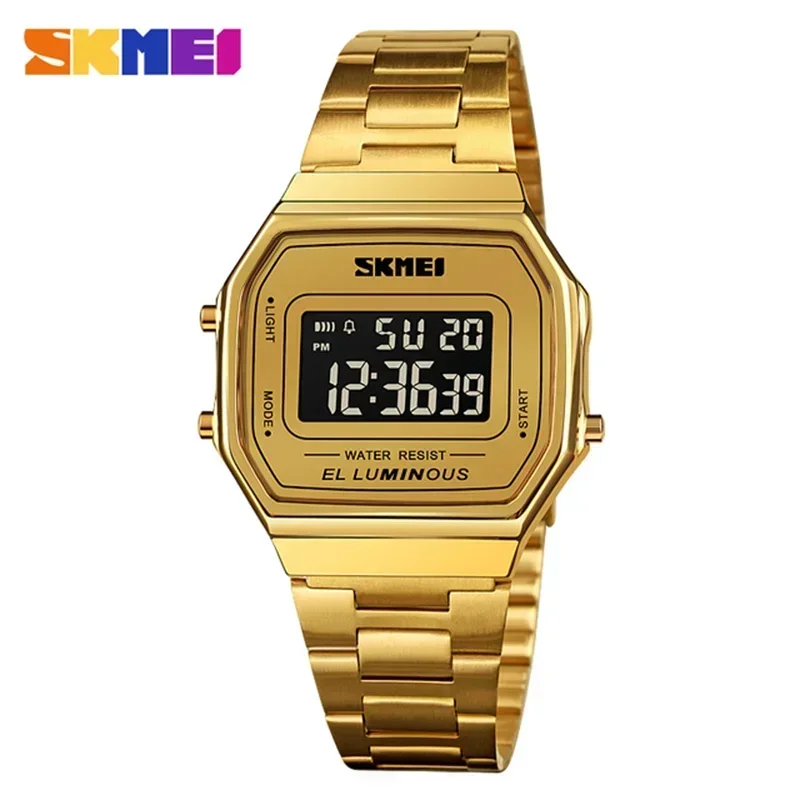 SKMEI 1647 Mens Wristwatches Stainless Steel Sport Luxury Retro Electronic Waterproof Digital Watch for Men 1123 Reloj Hombre