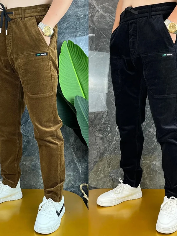 

High Quali Men's Corduroy Casual Pants Autumn New Sle Loose Fit Slimming Faionable Multi-ket Long Trousers