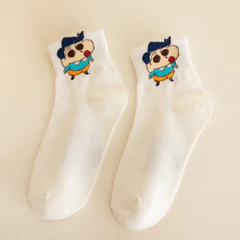 New Kawaii Cute Crayon Shin-Chan Socks Cotton Mid Length Socks College Style Sports Leisure Socks Cute Girl Birthday Gift