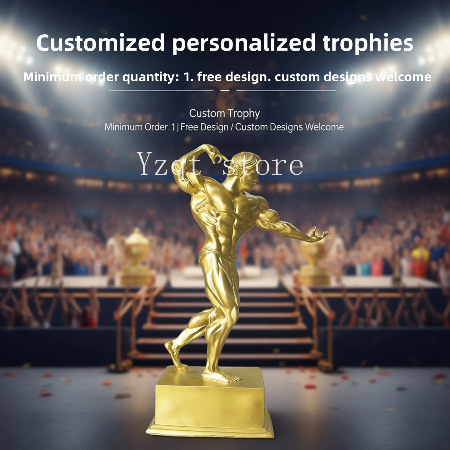 Creative Bodybuilding Commemorative Gift Event Annual Meeting Awards Fitness Character Modeling Gold Lettering Customization