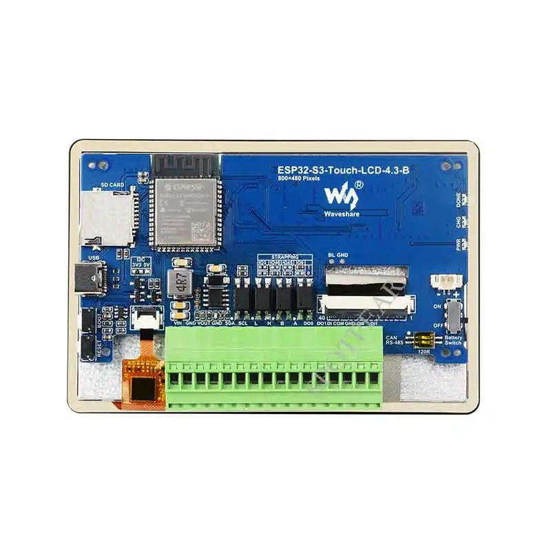 Imagem -03 - Placa de Exibição Touchscreen Lcd Esp32-s3 800x480pixels Lvgl Wi-fi Btle5.0 65k-rgb com Sensor Can I2c Rs485 4.3in