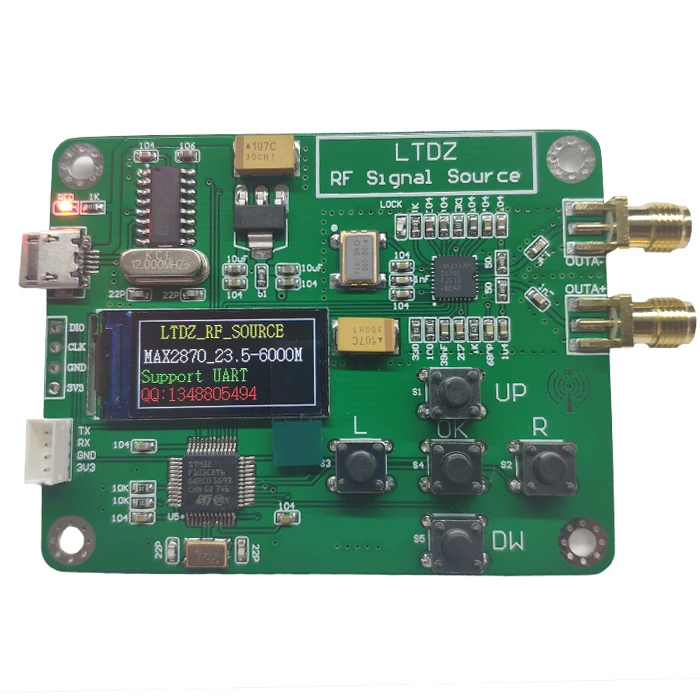MAX2870 0.96 inch OLED  STM32 23.5-6000MHz Signal Source Module USB 5V Powered Frequency and Modes Accessory