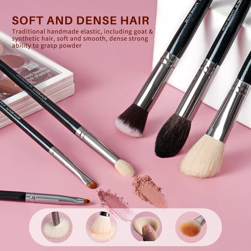 Imagen 2 del producto BETHY BEAUTY, 1 unidad, licuadora de pelo de cabra, resaltador, colorete, tampón, forma de cara, sombreador, cepillo de maquillaje de pliegue suave para cara