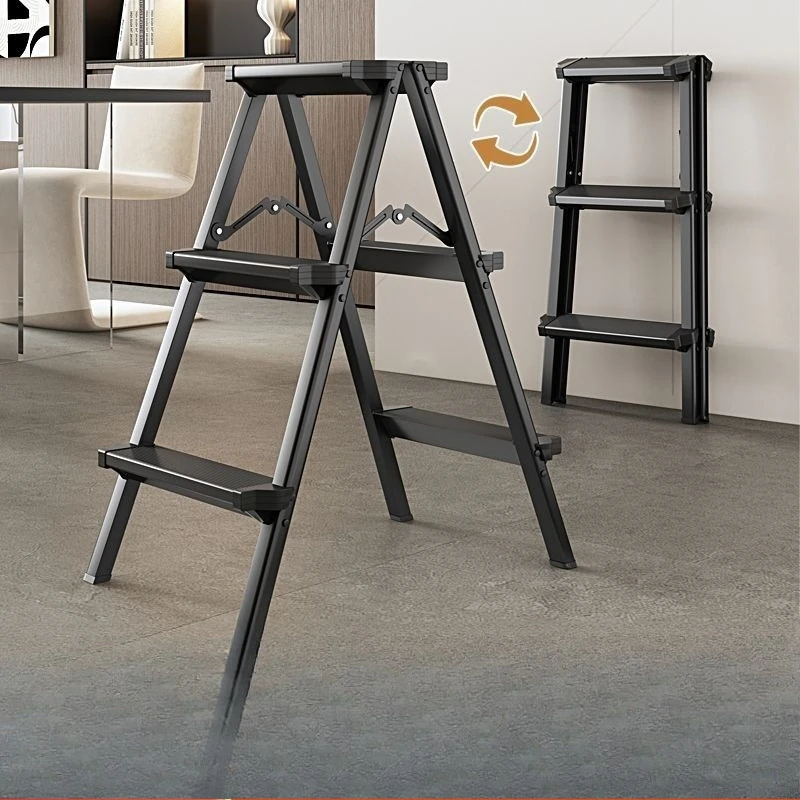 Herringbone ladder with thickened steps, aluminum alloy ladder, home folding indoor staircase, extendable and portable