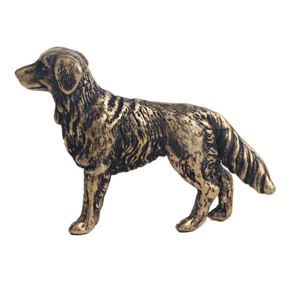 Premium Antique Copper Finish Dog Statue Figurine Exquisite Vintage Zodiac Dog Sculpture Cute Miniature Puppy Statue Office