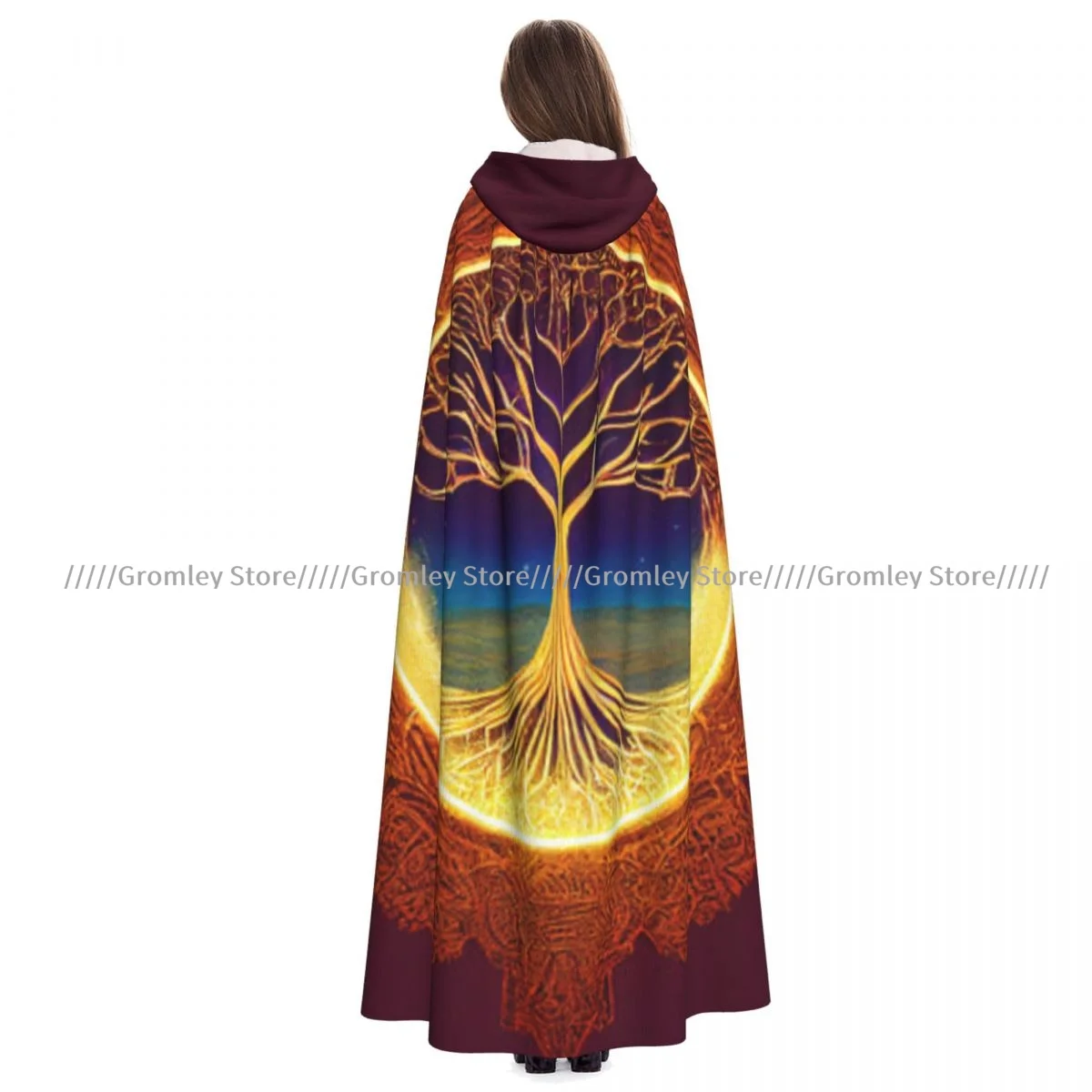 Tree Of Life Yggdrasil Witch Cloak Halloween Cosplay Costume Adult Unisex Cloak Retro Ages Cape