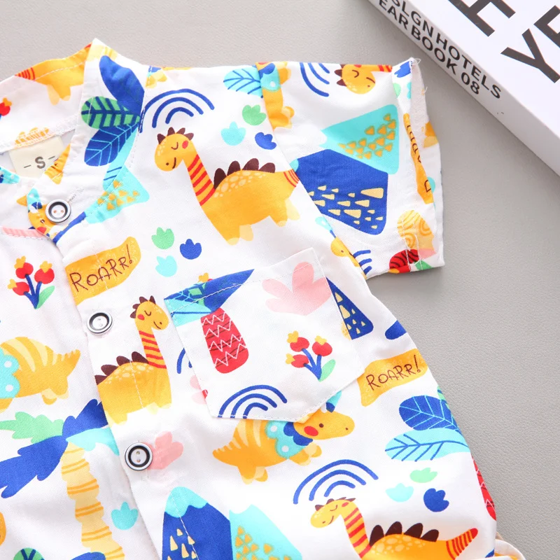 2 PCS Baby Clothing Infant Summer Fashion Cartoon Full Print Pineapple Animal Cartoon Shirt Shorts Set