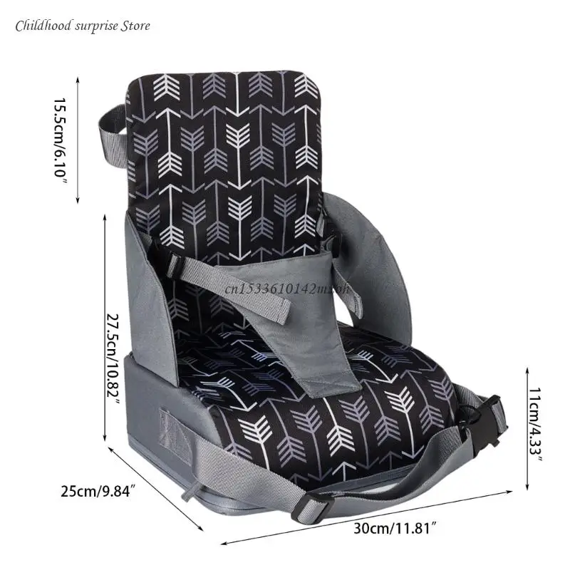 Kids Booster Seats Cushion Highchair Cushion Pad พร้อมเข็มขัดนิรภัยปรับ Dropship