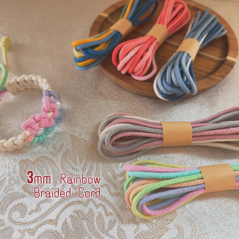 3mm Macrame Braided cord 100% Premium Cotton Braided Macrame Rope for Macramé, Crochet, Weaving  Zero Waste Bulky  Packing