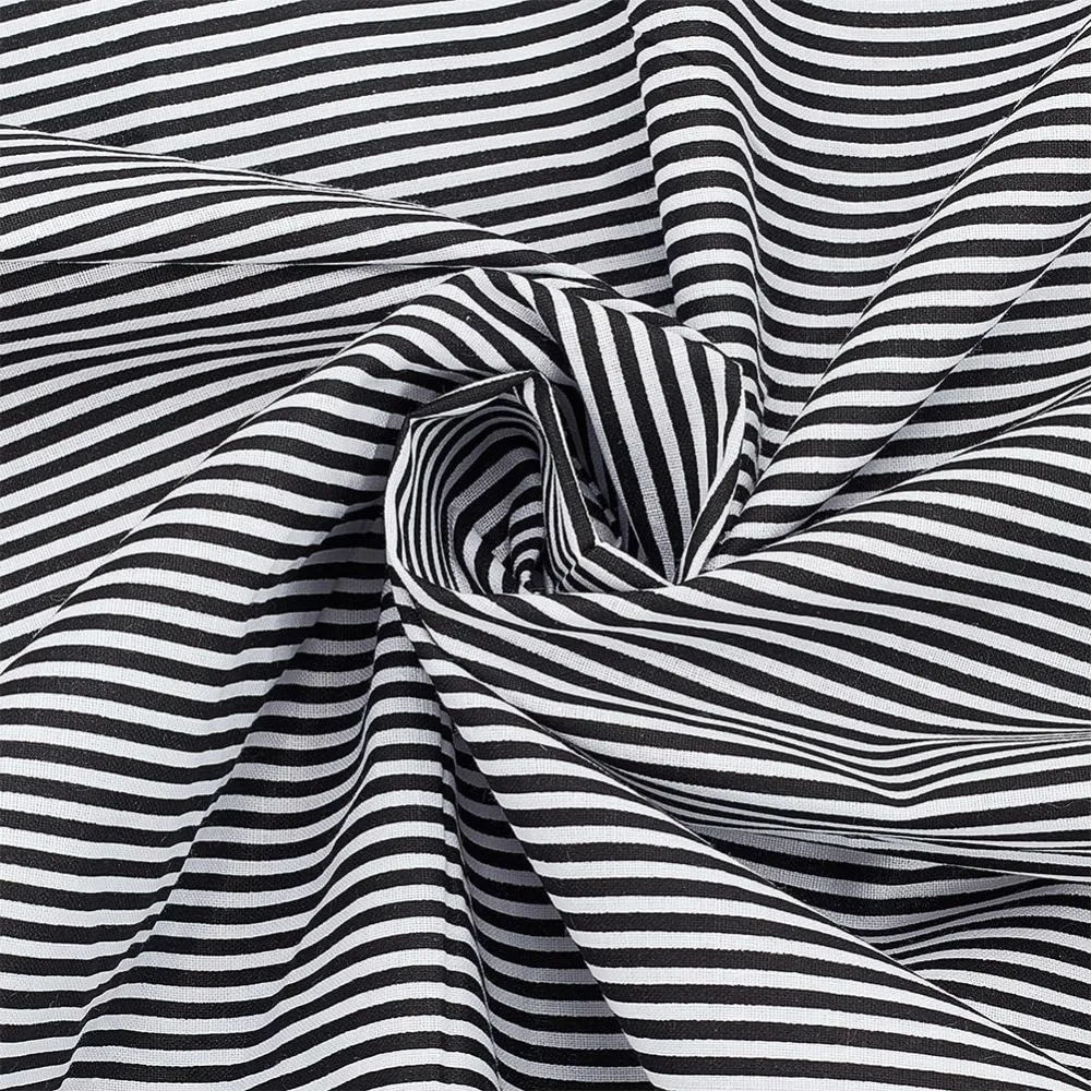 1.09 Yard Black White Stripes Cotton Fabric 63inch Wide Stripes Sewing Fabric Rectangle Cotton Fabric with Strip Pattern