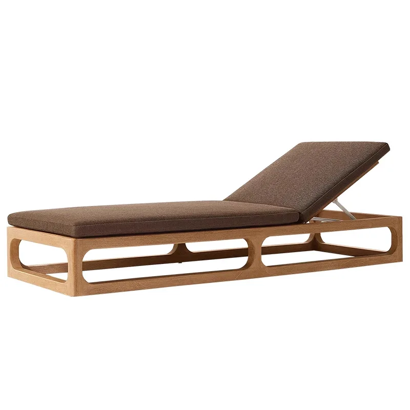 Outdoor Teak Bed Courtyard Villa Terrace Pool Lounge Outdoor Outdoor Waterproof Antiseptic Wood Beach Chair