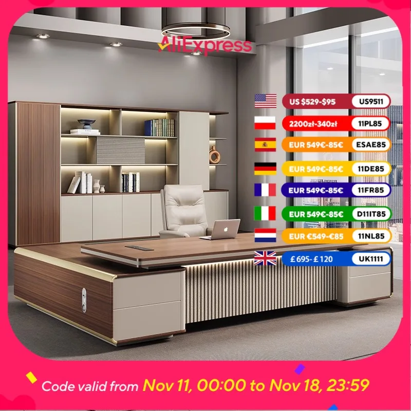 

Accessories Office Table Decoration Intelligent Voice Control Desk Modern Luxury Aluminum Alloy Mesa De Computador Furniture