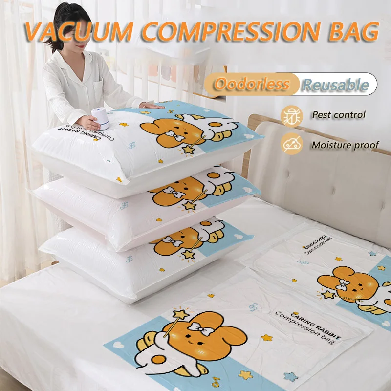 Vacuum Compression Bag Large-capacity Clothing Quilt Storage Packaging Bag Home Travel Transparent Bag Four Sizes Space-Saving