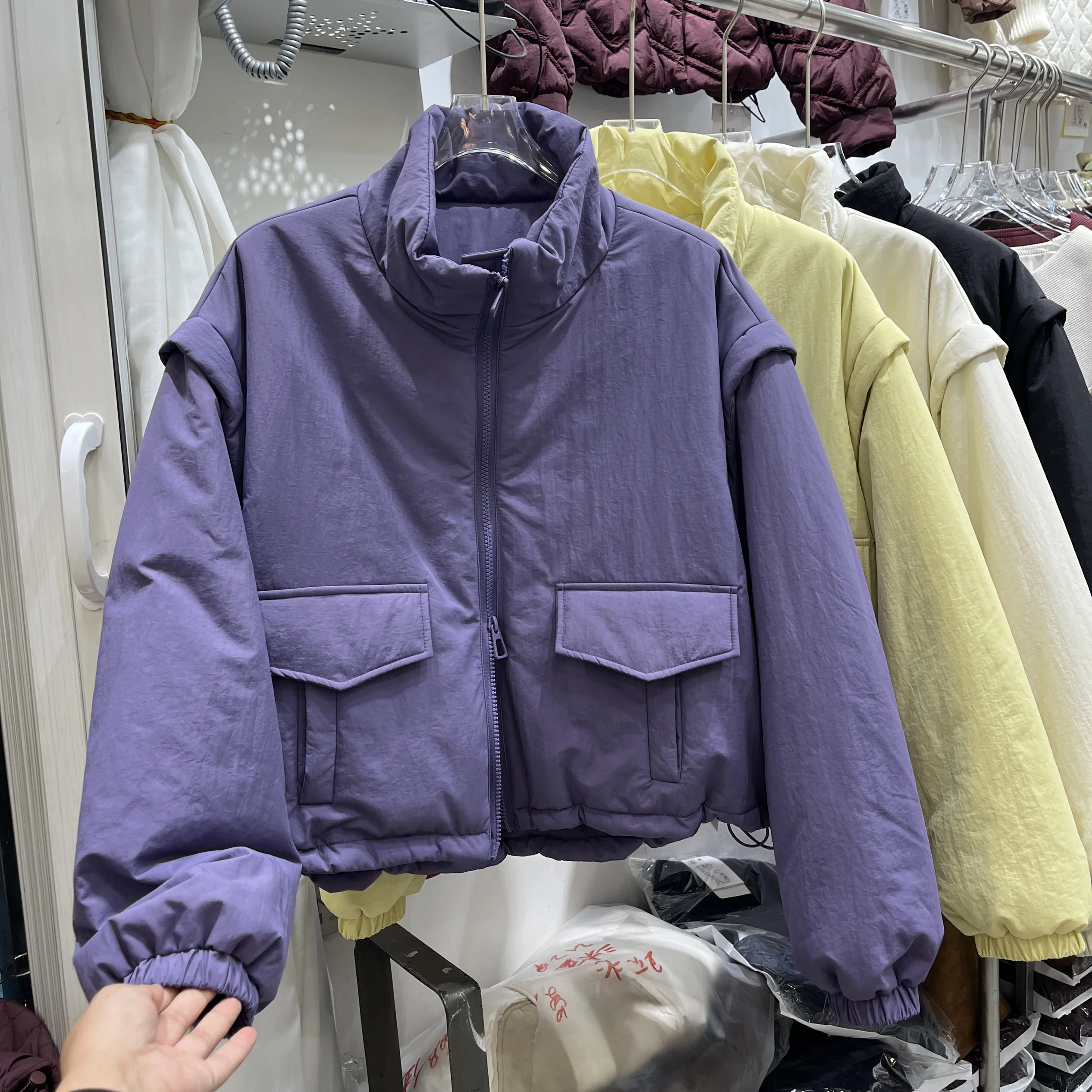 

Loose ort down Cotton Jaet Women's Winter New Sle 2024 Stand Collar Padded Coat Korean Version Regular Sve Long Zipper