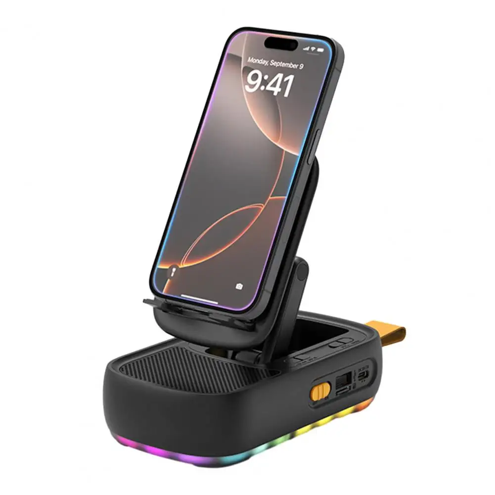 ワイヤレススピーカー 折りたたみ式回転式デスクスタンド Bluetooth スピーカー付き カラフルなアンビエントライト Samsung タブレット用 ワイヤレス Tf