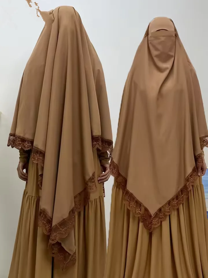 

High Quality Nida Embroidery Lace Khimar Muslim Eid Islam Clothing Prayer Scarf Women Hijab Niqab Burqa Kebaya Djellaba Jalabiya