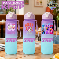 750ML K-Pop Demon Hunters Gradient Water Bottles Student Adult Drinking Cup Portable High-capacity Outdoor Drink Bottle Gift