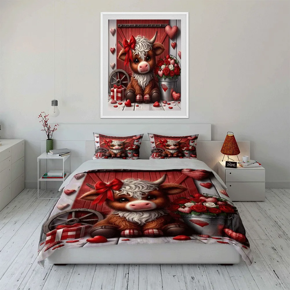 Valentine's Decor Set with Gifts Exquisite three-piece bedding set gift for kids and adults