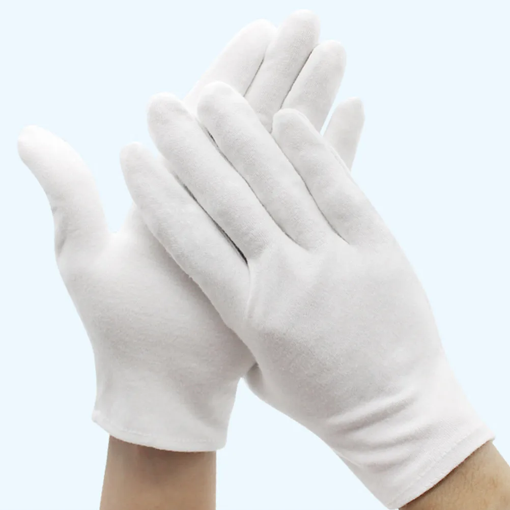 12Pair Cotton Lightweight Stretchy Protective Work Gloves for Industrial Gardening Cleaning Fingerprint Prevention