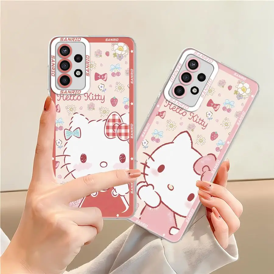 Sanrio Print H-Hellokitty Phone Case for Samsung Galaxy A35 A55A53 A54 A73 A34 A33 A25 A24 A13 A14 A15 Soft Transparent Cover