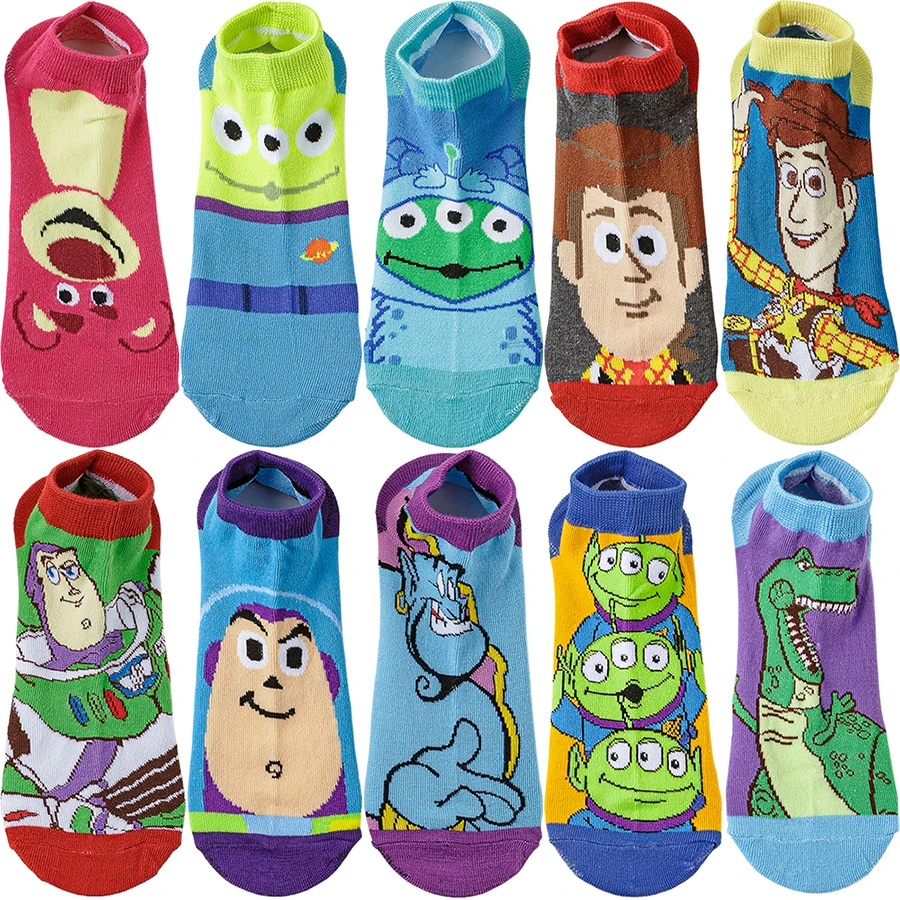 MINISO Disney Christmas Halloween Novelty Funny Happy Crazy Calcetines Cartoon Anime Gamers Socks For Men Women Short Boat Socks