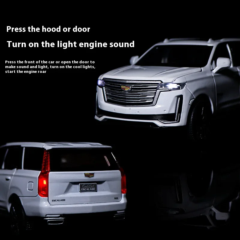 1:32 Cadillac Escalade Terreinwagen Simulatie Diecast Metaallegering Model Auto Geluid Licht Trek Collectie Speelgoed Geschenken