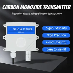 CO Sensor Alarm Soot Gas Pollution Detector Carbon Monoxide Gas Sensor 0-1000ppm RS485 Output Analog 0-5V 0-10V 4-20mA