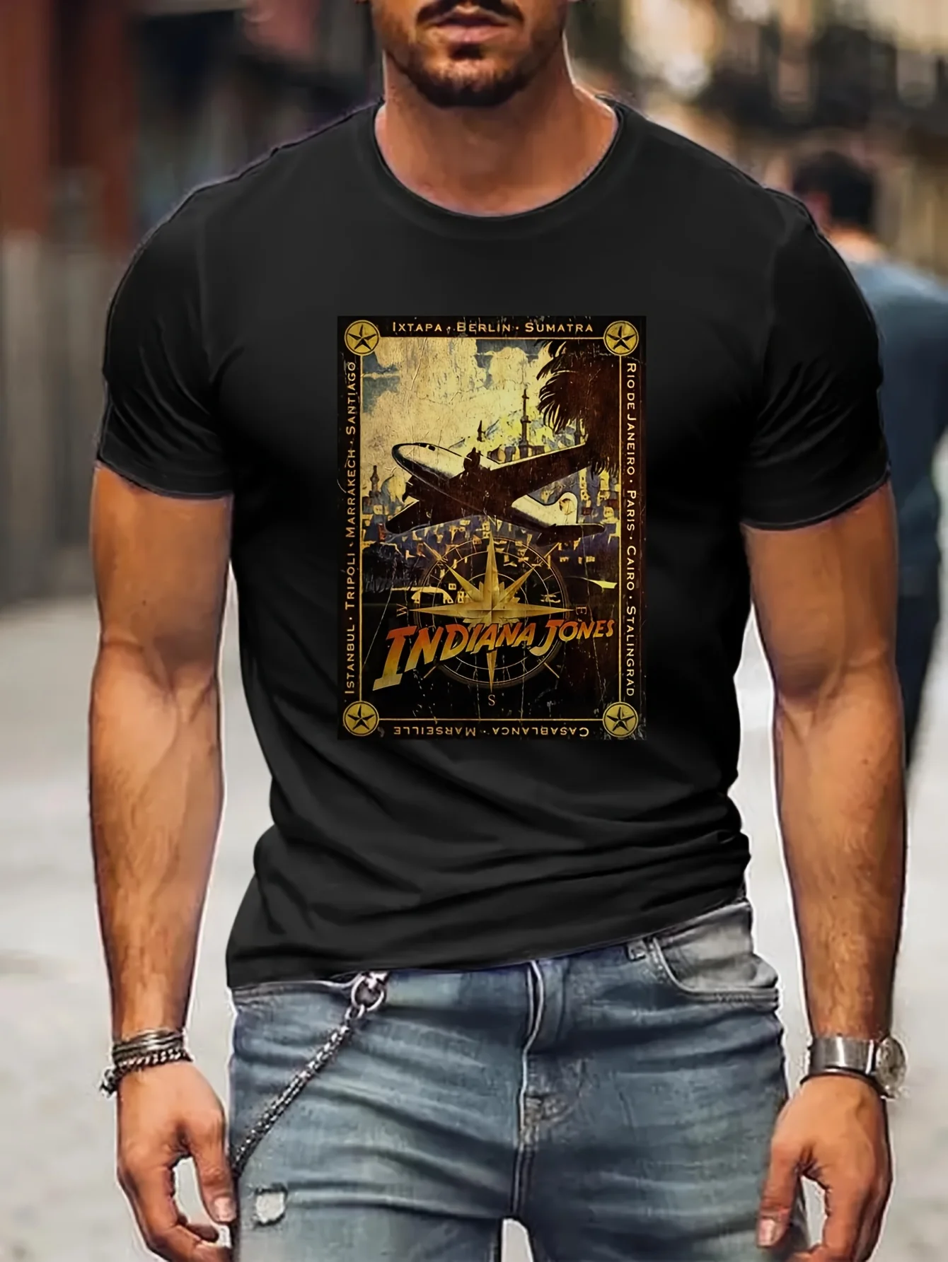 Camisetas de Indiana Jones para hombres, camisetas para hombres, camiseta de Anime para hombres, camiseta estampada B 5024428