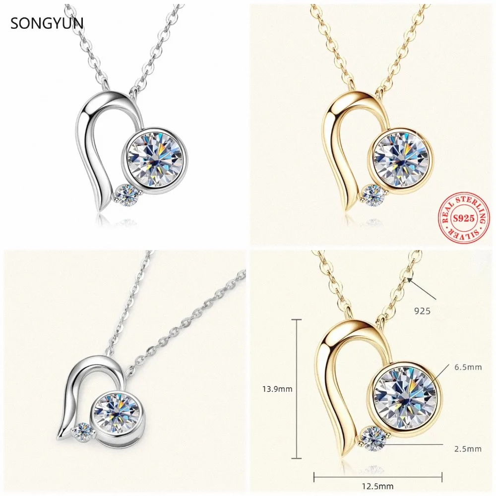 SONGYUN Luxury Jewelry 925 sterling silver Pendant Necklace Women GRA Certificated D Color Moissanite Diamond Necklaces Pendants