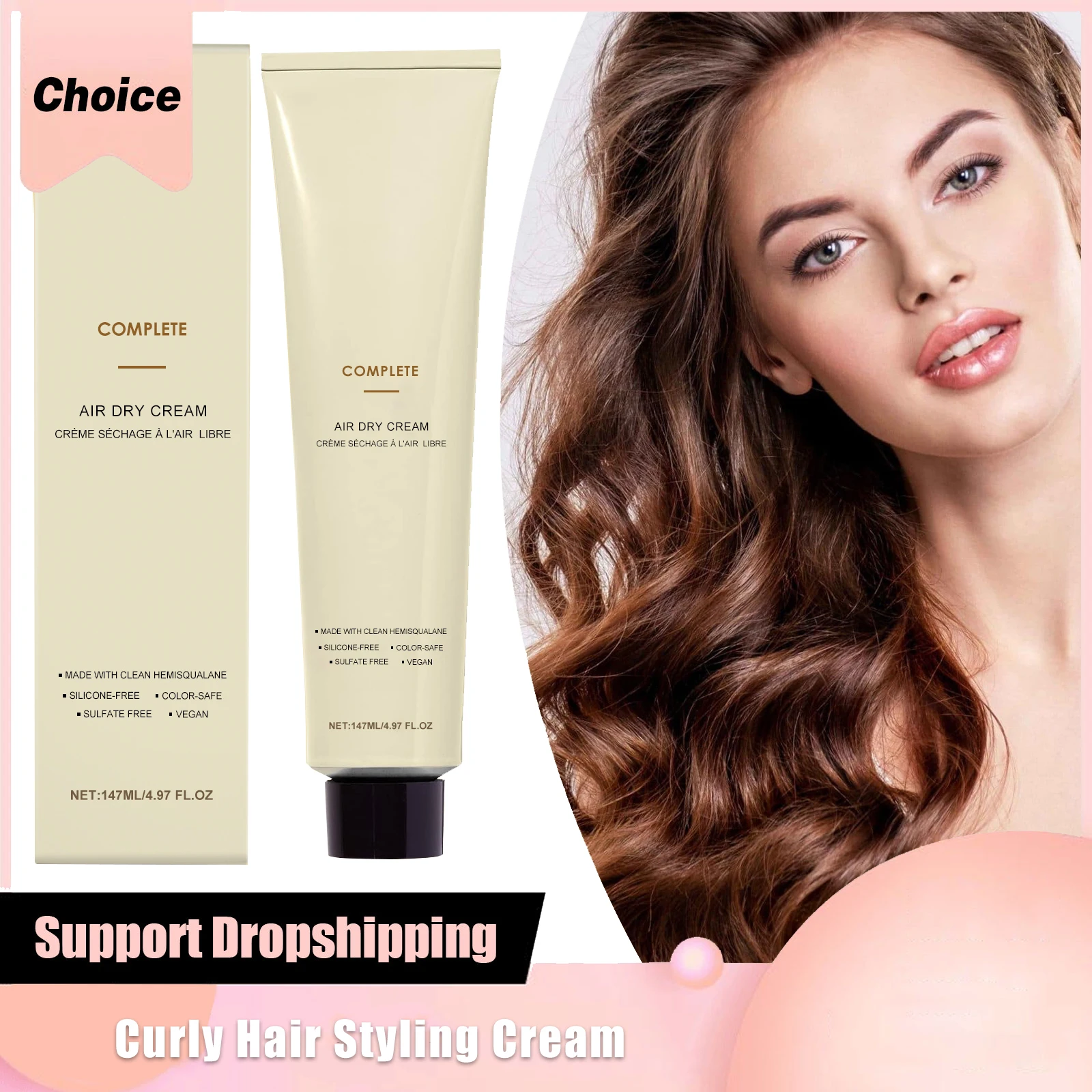 

Curl Defining Cream Hair Smoothing Moisturizer Anti-Frizz Shiny Wave Heat Protection Deep Conditioning Hydrating Styling Cream
