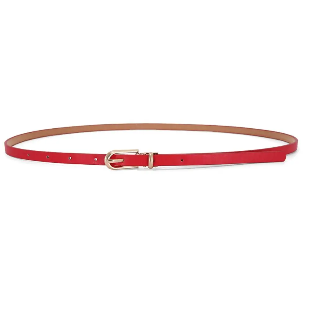 Classic Candy Color PU Leather Waistband Waist Belt Adjustable Thin Belt Waist Strap Alloy Buckle Thin Waist Belt Ladies