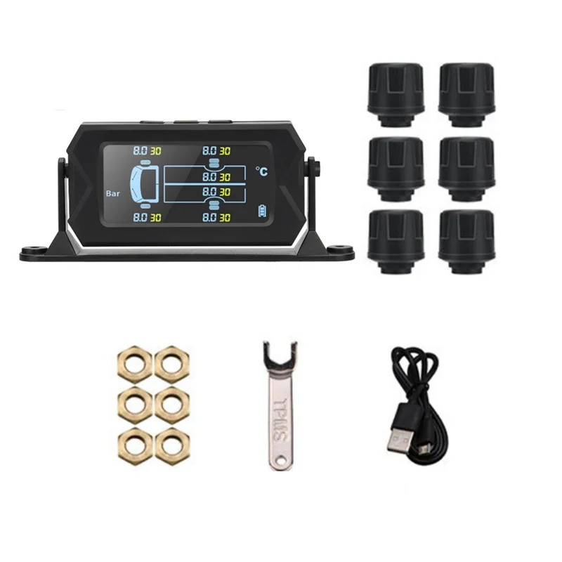 

Трендовый автомобильный автофургон, грузовик, TPMS, 6 колес, датчик, солнечная система контроля давления в шинах, 0-8 бар, внешний автомобильный датчик TPMS