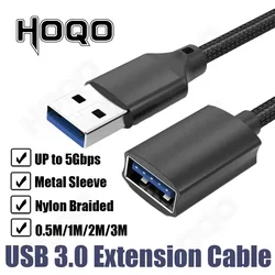 nylon usb extension braided 0.5m 50cm shielded usb 3.0 extension cable 1m 2m 3m 3 meters USB 3.0 male to female extender cord