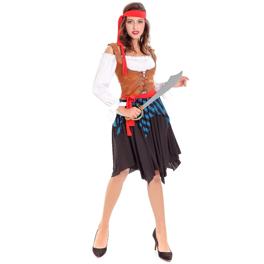 

Women Pirate Costume Girl Crew Costume Carnival Halloween Costumes Adult Pirate Fancy Dress Clothing