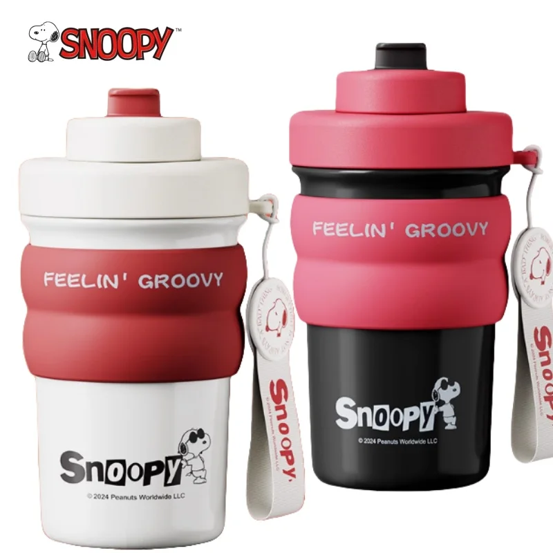 

Симпатичный термос Snoopy, чайник из нержавеющей стали, соломенная чашка, 500 мл, портативный термос, кофейная чашка, студенческая спортивная бутылка для воды, праздничный подарок