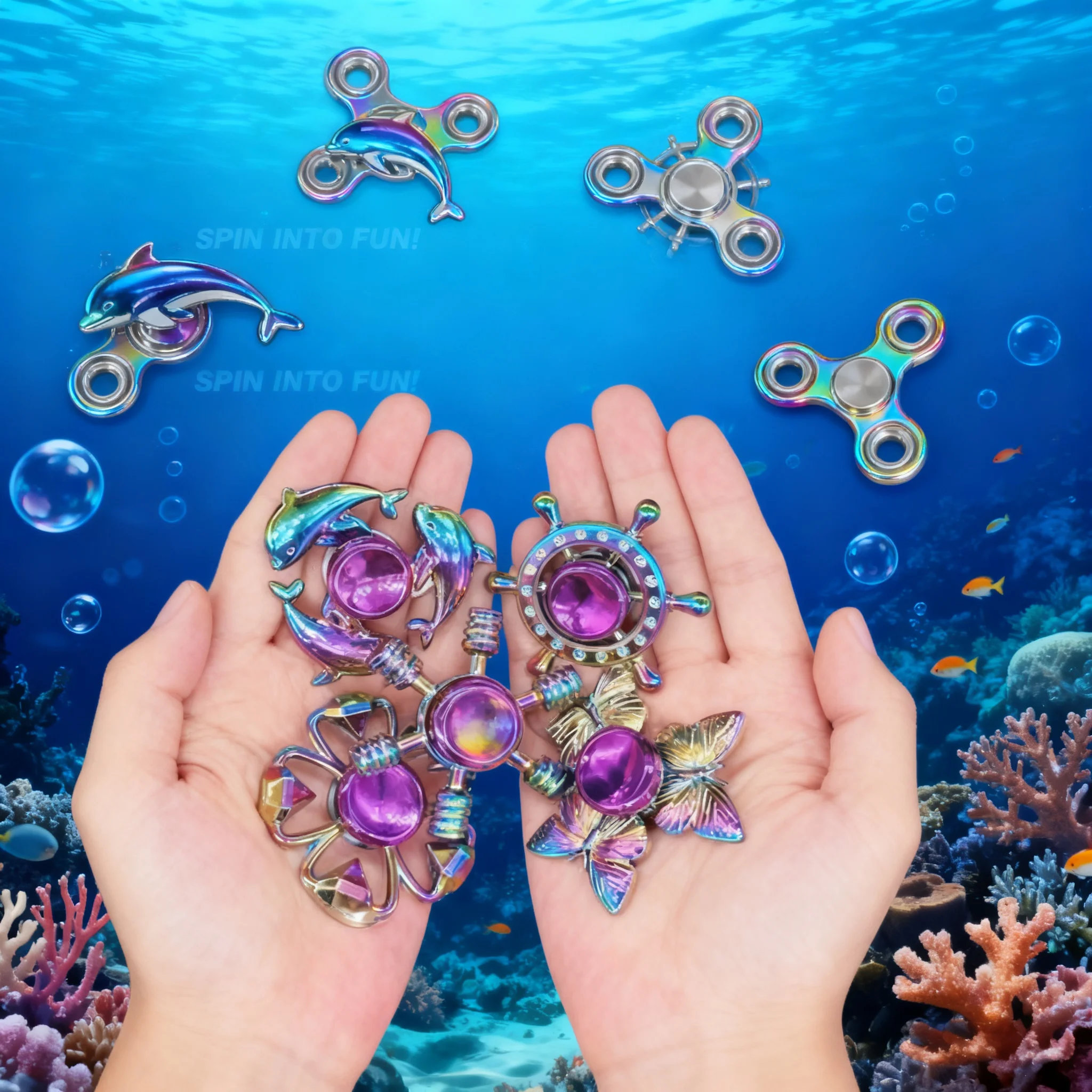 

Metal Rainbow Fidget Spinner Gradient Color R188 Mute Bearing EDC Hand Spinner Gyro Fingertip Anti-Anxiety Toy for Kids Adult