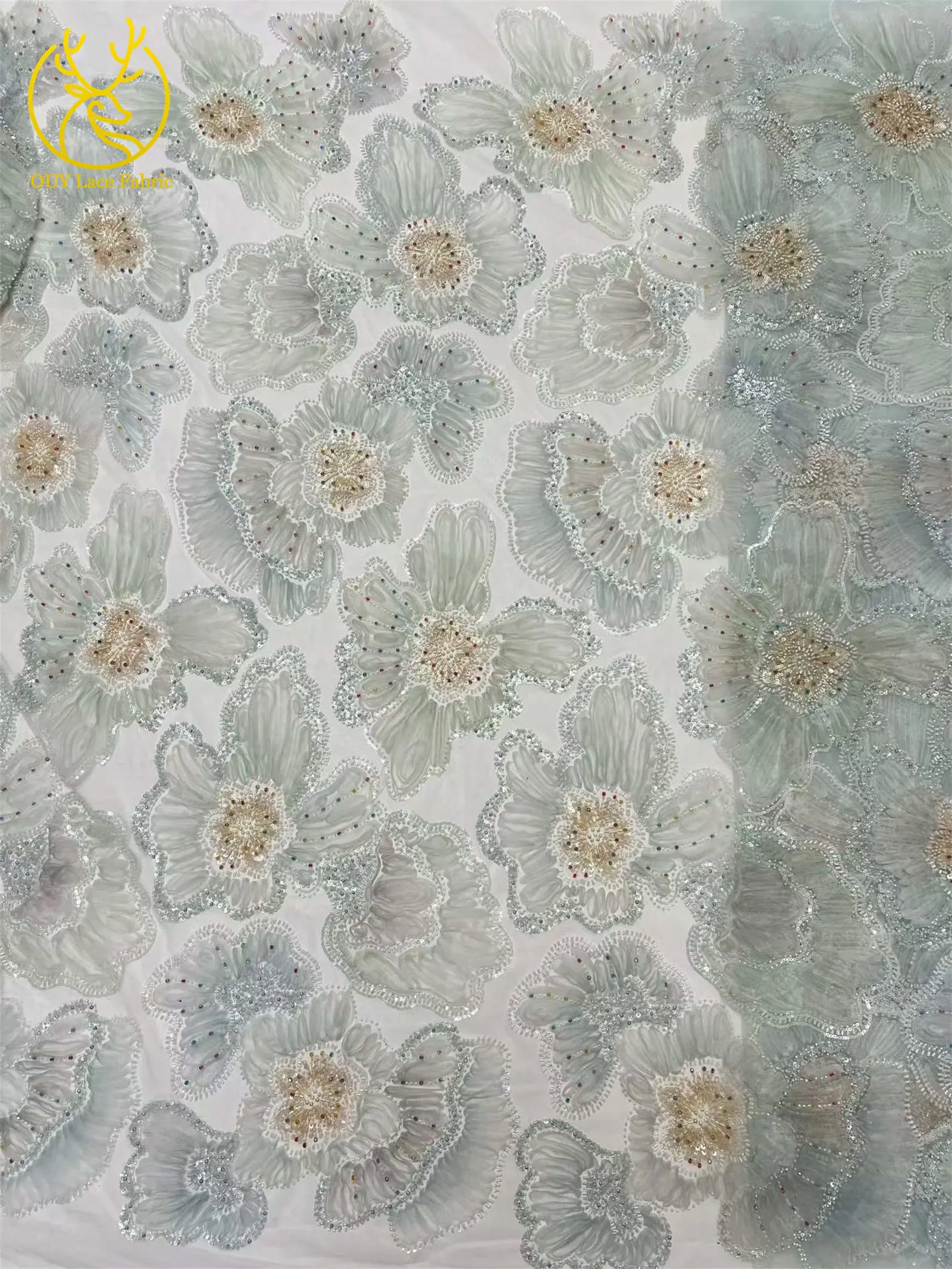 Wunderschöner Afrikanischer Pailletten-Perlen-Spitzenstoff 2026 Hochwertiger Französischer Spitzenstoff Nigerianische Netzspitze Stickerei Partykleid – Detail 21