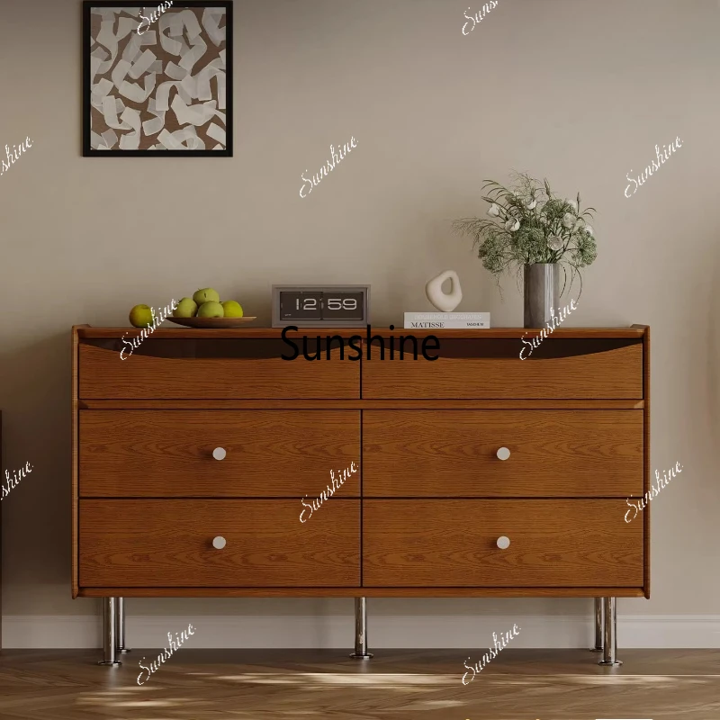 

Medieval style chest of drawers living room wabi-sabi style solid wood chest of drawers high-legged sideboard