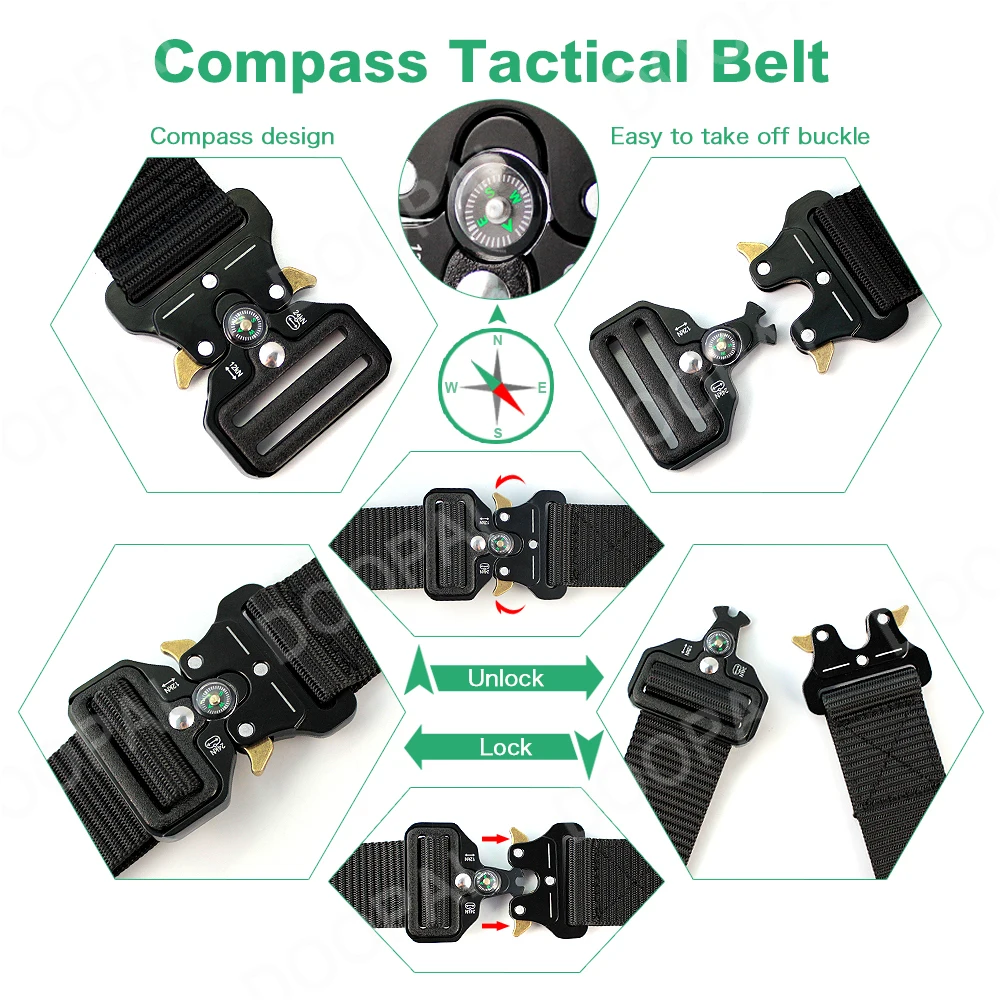 Men\'s Belt Army Outdoor Hunting Compass Tactical Multi Function Combat Survival Marine Corps Canvas For Nylon Male Luxury Belts