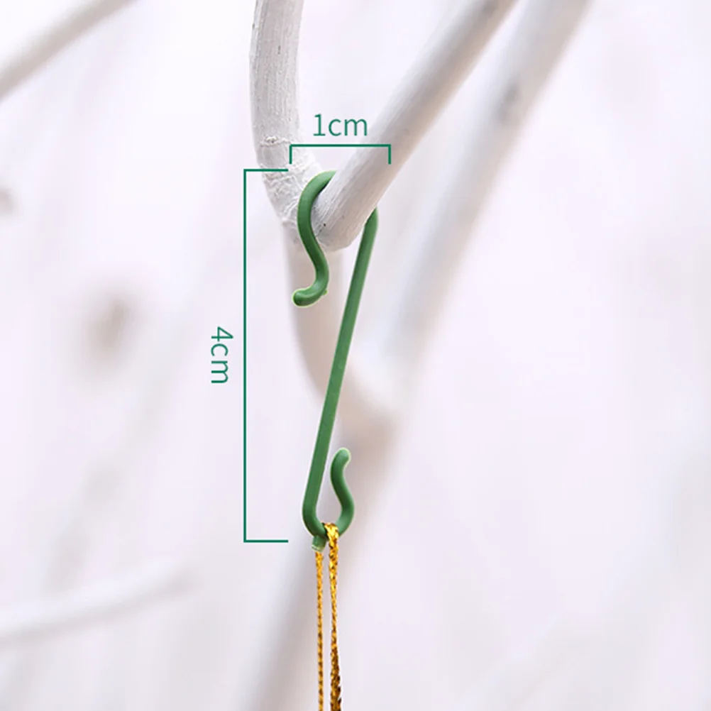 100개 크리스마스 트리 걸이용 고리 녹색 미니 장식 고리 S자형 플라스틱 장식 액세서리 크리스마스 장식품용