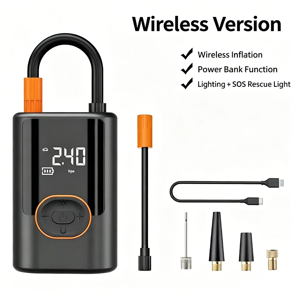 LED Wireless Digital Display Car Air Compressor Portable Electric Tire Inflator Pump with Light for Auto Motorcycle Bicycle