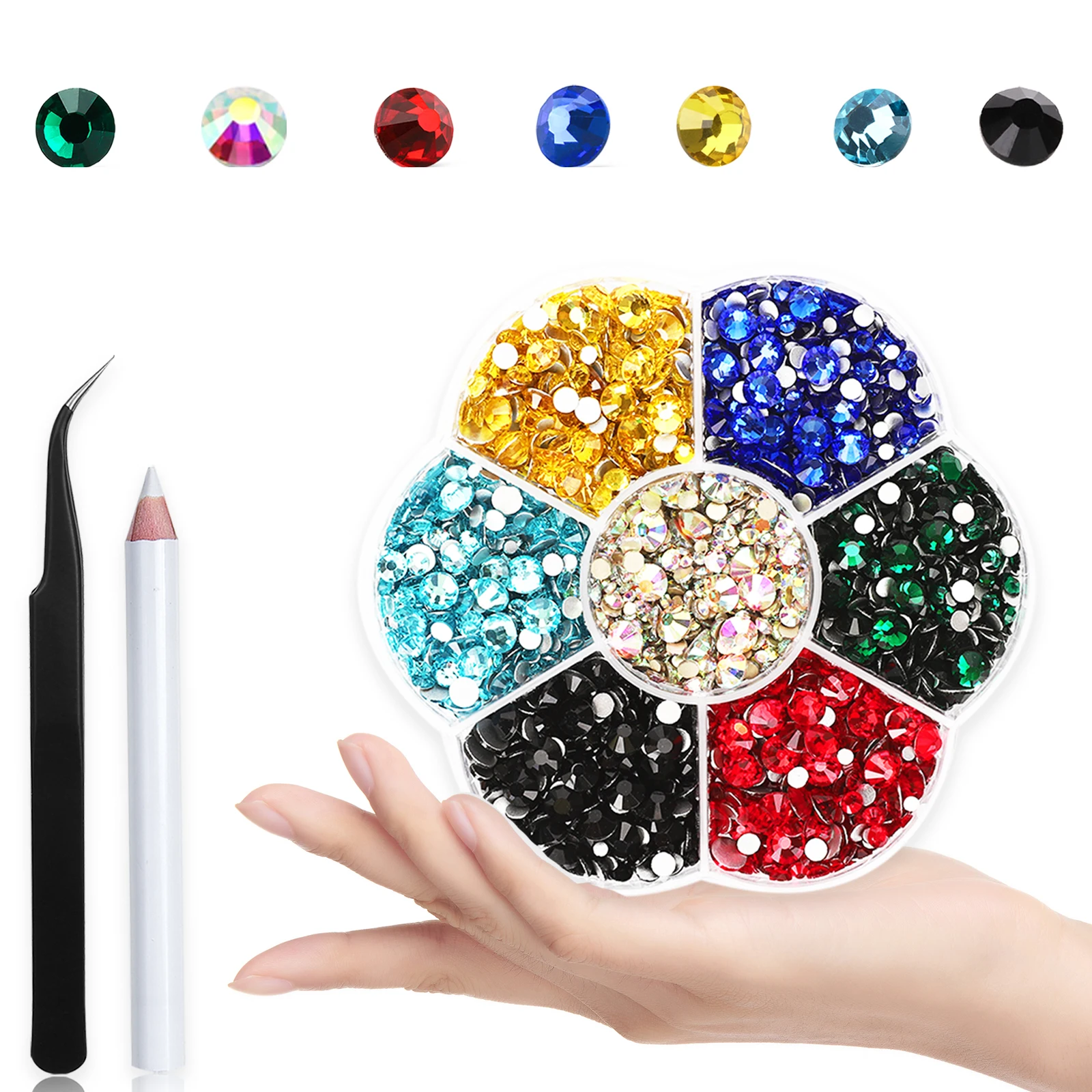 2000PCS nail rhinestones, flat back rhinestones, white nail rhinestones used for makeup, clothing and shoe decoration