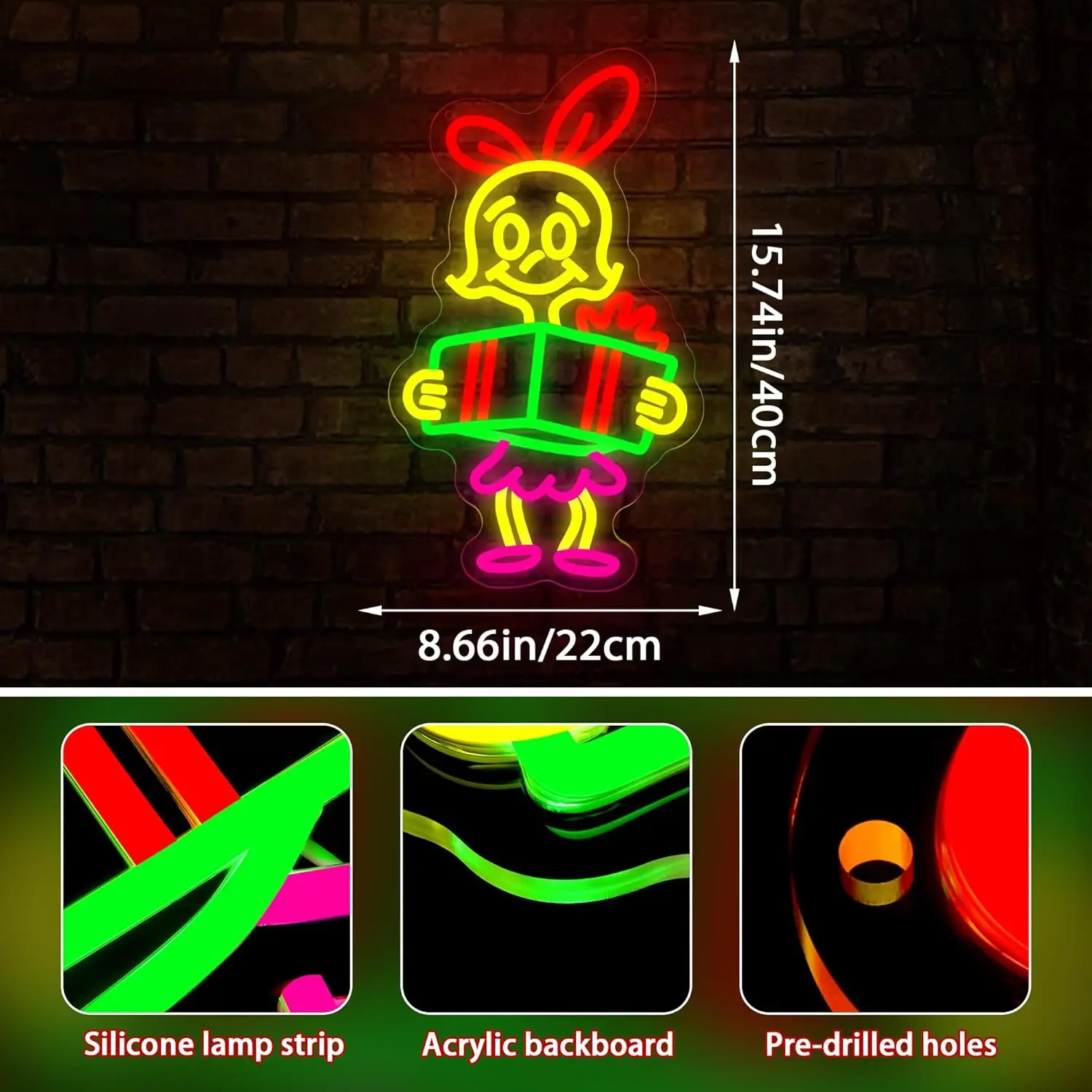 Insegna al neon natalizia da parete, luce al neon a LED dimmerabile per soggiorno, grotta d'uomo, negozio di abbigliamento, regalo di compleanno e pubblicità
