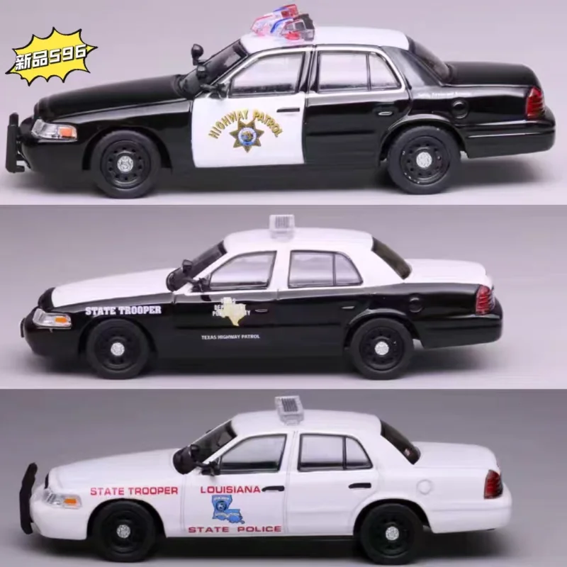 

Литой под давлением масштаб 596 1:64 Ford Victoria Police California Texas Louisiana, модель автомобиля из сплава, Коллекционная игрушка, подарок, сувенирный дисплей