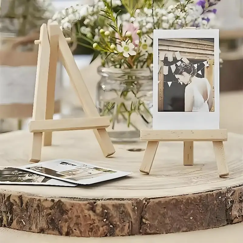 Mini Wooden Tripod Adjustable 3 Sizes Natural Wood Photo Frame For Wedding Table Decor Art Craft Display Home Desktop Decoration