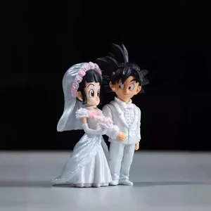 9 cm Dragon Ball Tokoh Anime Son Goku Angka Pernikahan Goku Chichi Mariage Figurine Adegan Patung Q Versi Pvc Model Boneka Mainan 10 angka chichi penjualan terbaik - №