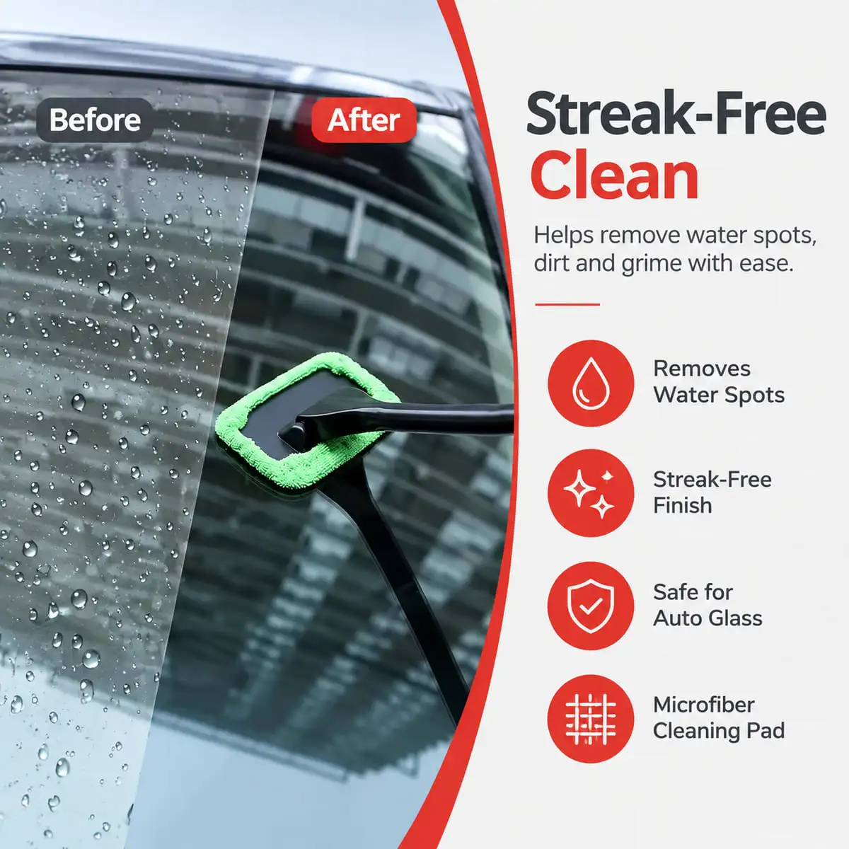 PINMOAP 1PC Car Window Cleaning Brush 180° Rotating Long Handle Microfiber Windshield Brush For Interior Glass Defogger