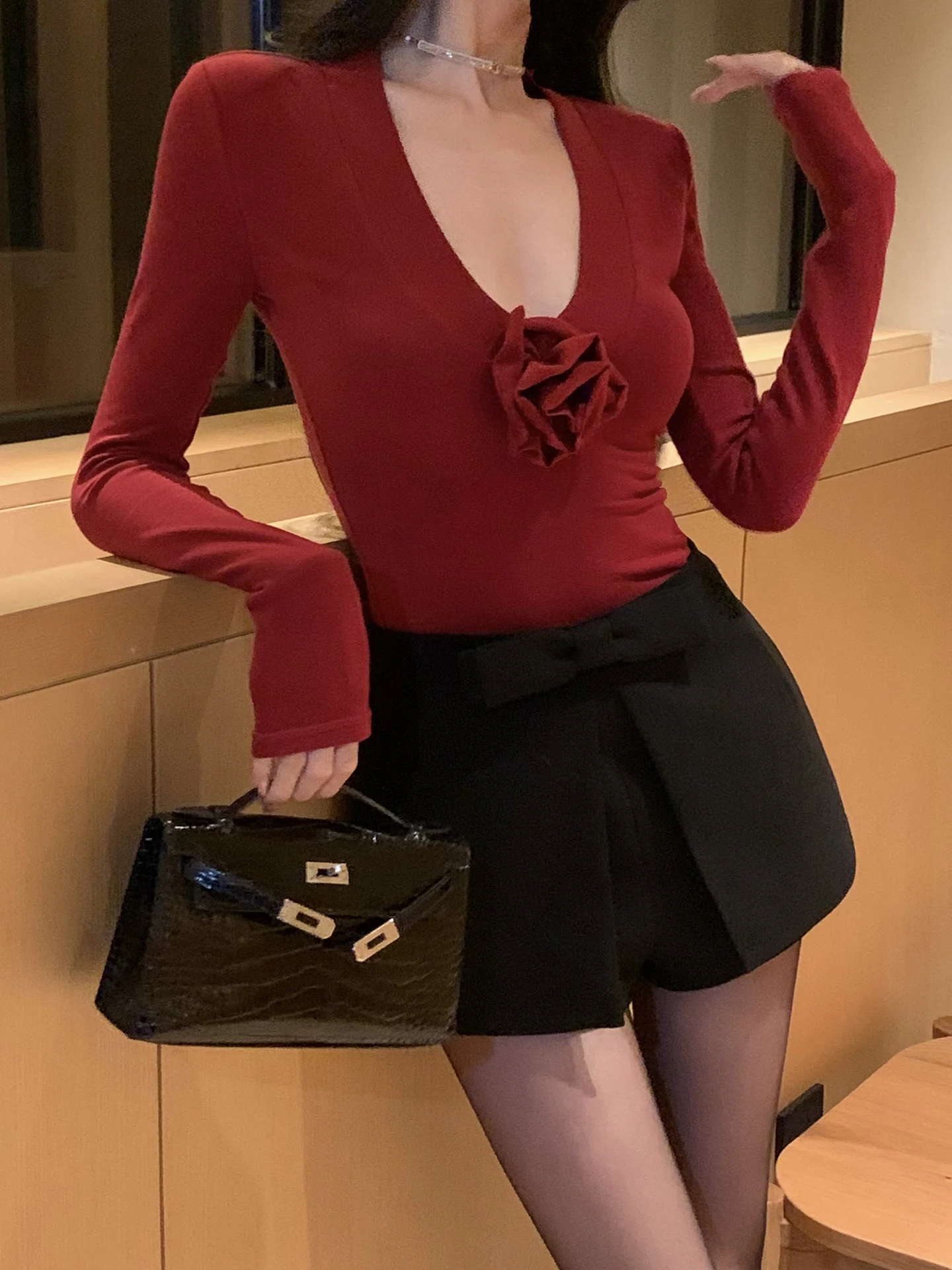 

Ele Autumn Winter Wool Blend f Skirt Slimming Midi Skirt Casual Sle No Stretch Polyester Cotton Nylon Ciwalk