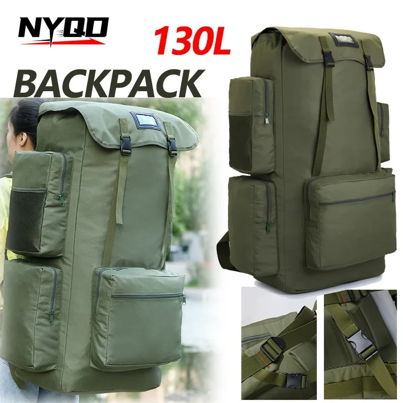 130L Extra Large Capacity Outdoor Camping Backpack Male Luggage Checked Backpack Women Camouflage Training Travel Bags